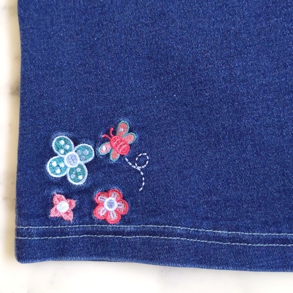 NWT. Top and Denim Skirt Set with multi color embroidered flowers & butterflies. - Picture 5 of 6